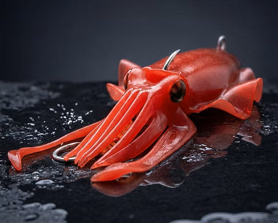 XIBIA MonsterFishing Handgemachte Sepia-Imitation aus Silikon für das Hochseeangeln – Farbe RED FURY