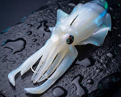 XIBIA MonsterFishing Handgemachte Tintenfisch-Imitation aus Silikonköder für Tiefseefischen mit dem Boot PERLWEISSE Farbe