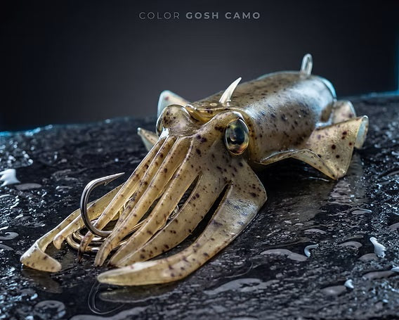 XIBIA MonsterFishing Leurre en silicone fait main, imitation seiche, pour la pêche en profondeur en bateau, couleur CAMO GOSH