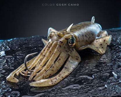 XIBIA MonsterFishing Leurre en silicone fait main, imitation seiche, pour la pêche en profondeur en bateau, couleur CAMO GOSH