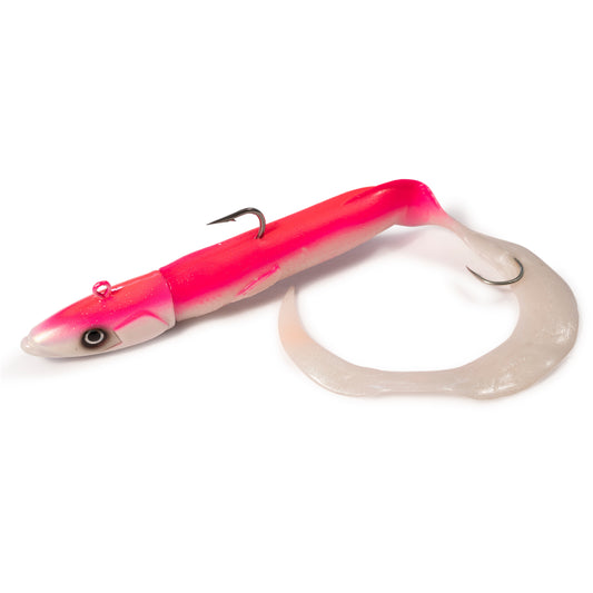 UV Pink Devilman Handmade Eel Silicone Lures Jig head fishing 130gr - 90gr