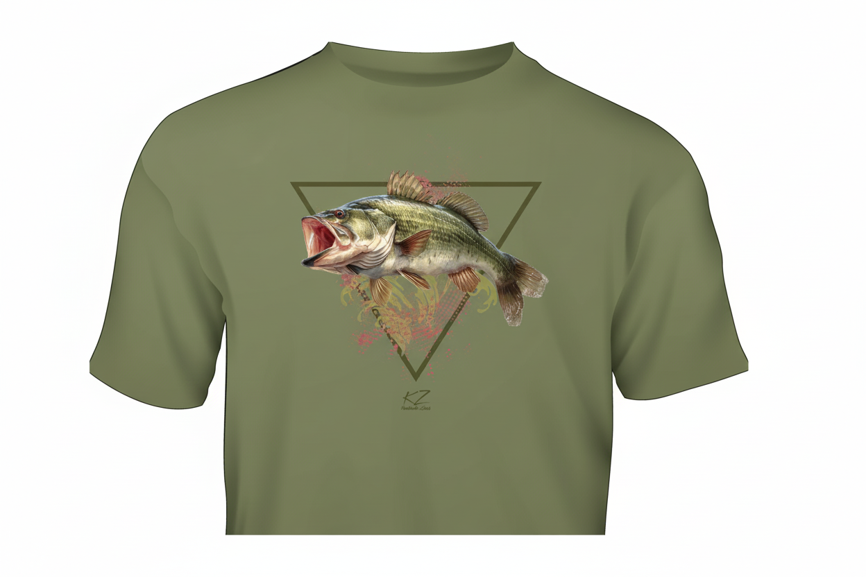 T-shirt Gildan à manches courtes KZ Lures achigan à grande bouche vêtement de pêche