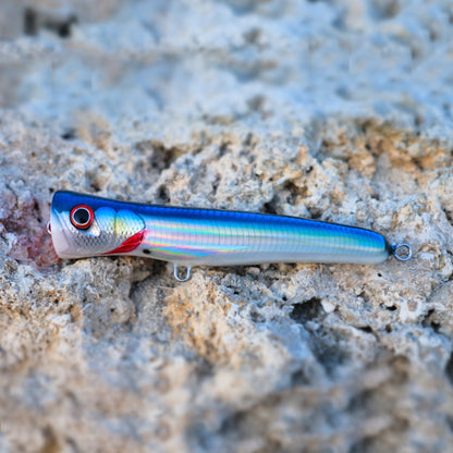 100% Wooden Handmade Blue Popper 10gr KZ x Coeball Lure 95mm Floating