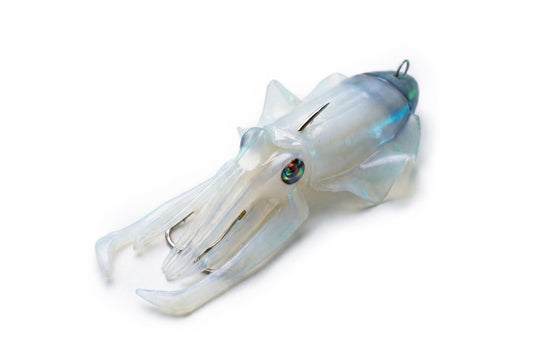 XIBIA MonsterFishing Handgemachte Tintenfisch-Imitation aus Silikonköder für Tiefseefischen mit dem Boot PERLWEISSE Farbe